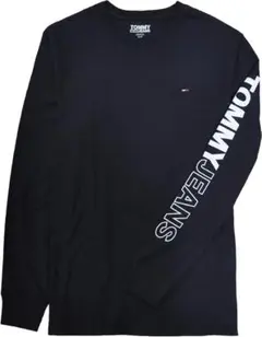 【新品タグ付】トミージーンズ ロンT ネイビー 袖ロゴ USサイズ S