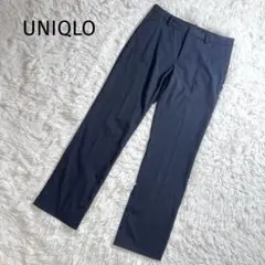 UNIQLO ストライプ ストレッチパンツ スラックス センタープレス グレー