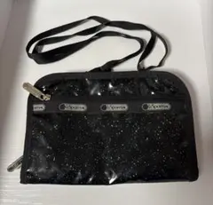 未使用品　LeSportsac レスポートサックショルダーポーチ　黒ラメのサムネイル
