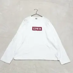 yt079 エドウィン ロゴプリント長袖カットソー ロンT キッズ160 白