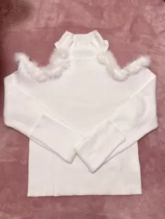SHEIN　オフショルダー ハイネックニットセーター　ホワイトのサムネイル