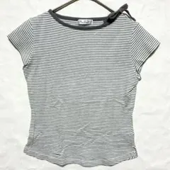 ○a.v.v ボーダーカットソー 半袖 Tシャツ リボンデザイン M 白 グレーのサムネイル