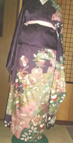 中古品振袖 総絞りくすんだ紫 - メルカリ