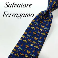 3064✨極美品✨サルヴァトーレフェラガモ ネクタイ 総柄 昆虫