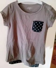 美品120半袖Tシャツ水玉グレー白黒130張り女の子トップスピンクフレンチ西松屋