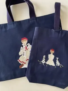 クロスステッチ❤︎本革持ち手2wayトートバッグ】ハンドメイド