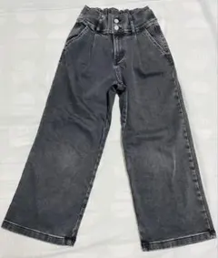 gu ブラック　デニム　ワイドパンツ