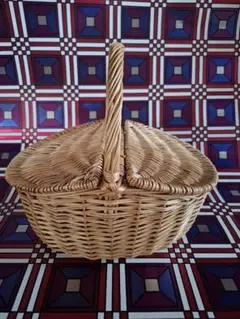 天然素材 ラタン製 ピクニックバスケット 蓋付きかご 籐製 ピクニックバスケット