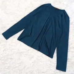 美品 m.f.editorial Vネック タックトップス ブルーグリーン M