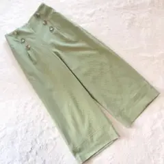 美品 アウィーエフ AuieF ワイドパンツ リネン混 グリーン