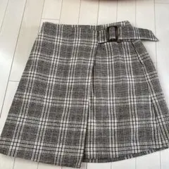 チェック柄タイトスカート ベルト付き