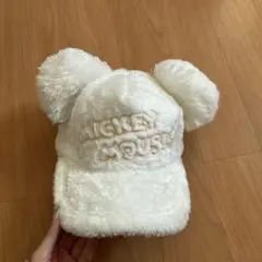 ミッキーマウス ファーキャップ ポンポン付き
