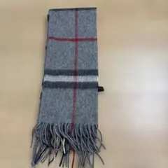 グレー チェック柄 マフラー 100%羊毛
