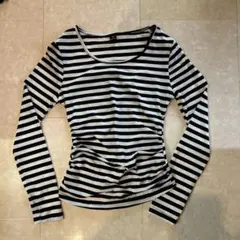 FOREVER 21 長袖 ボーダーカットソー ブラック×ホワイトのサムネイル