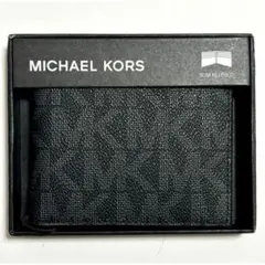【新品】マイケルコース シグネチャー MK ロゴ入り 黒 スリムウォレット　財布