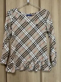 Burberry ロゴ入り チェック柄 フリル裾 トップス 38