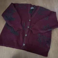 タイムセール！新品　ジーナシス　ペイズリーラメ起毛Ｖネックニットカーディガン
