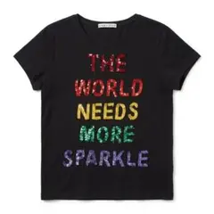 アリスアンドオリビア スパンコール メッセージ ロゴ Tシャツ ブラックのサムネイル