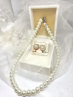 フェイクパール ネックレス イヤリングセット