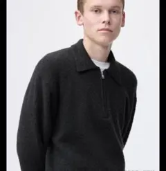 新品 新作 L パフニットハーフジッププルオーバー dg ジーユー 男女兼用