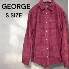 ⁠✨GEORGE✨ ジョージ 長袖 コーデュロイ シャツ S M相当 ボルドー