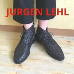 JURGEN LEHL ヨーガンレール 黒 編み込み レザー ショートブーツ