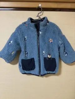 リバーシブル動物モチーフアウター（青・ネイビー）