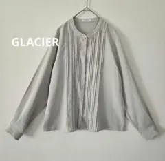 【GLACIER】　グラシア　ブラウス　M　ライトグレー　長袖　シャツ　とろみ