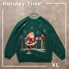 90s USA製 Holiday Time サンタ スウェット XL