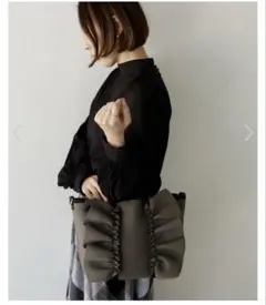 ネオプレーン　フリル　トートバッグ　ボンディングフリルバック　グレー