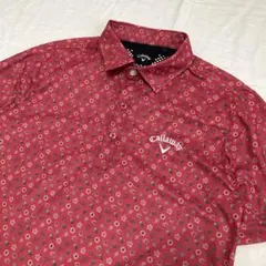 Callaway golf キャロウェイ 花柄ポロシャツ 総柄 美品バーガンディ