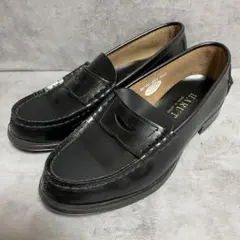 【ハルタ】（23.5EE）コインローファー 304 通学 本革 ブラック