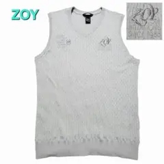 ZOY ケーブルニットベスト メンズ2 ゴルフ　ライトグレー　春秋冬のサムネイル
