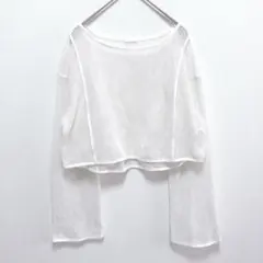 ジーユー|メッシュプルオーバー【L】クロップド丈 ゆったり レイヤード ホワイトのサムネイル