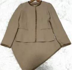 MaxMara シルク混 ウール ノーカラージャケット セットアップ 白タグ