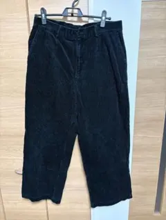 GU コーデュロイパンツ M 黒 綿100％ ワイド