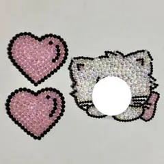 デコパーツ ストーン セット うちわデコ 猫 ピンク