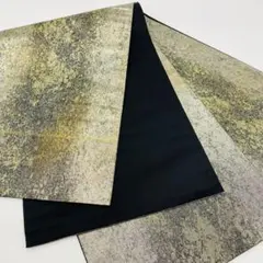 【美品】袋帯 正絹 キラキラ ラメ糸 モダン ブラック ゴールドのサムネイル