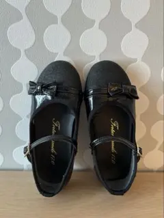 黒 リボン付き フォーマルシューズ