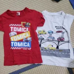 トミカ Tシャツ 2枚セット 120cm 救急車 消防車 パトカー