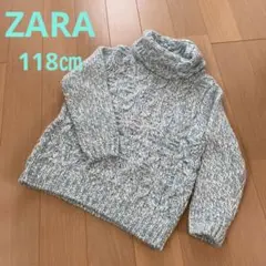 ZARA ザラキッズ　ニット　タートルネック グリーン×ホワイト 118