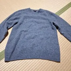 グレー ウール混紡 クルーネックセーター