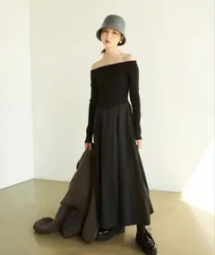 スナイデル Sustainableオフショルドッキングワンピース 0 黒