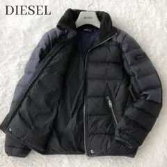 ディーゼル ダウンジャケット アウター 切り替え レザー オレンジ ブラック S