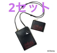 ミッキーマウス お出かけスマホポシェット +カード入れ✖️2個セットのサムネイル
