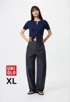 ユニクロ　ジャージーバレルレッグパンツ　XL 　ネイビー