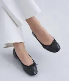 【人気】グリーンレーベル　ラウンド バレエ フラットシューズ-晴雨兼用