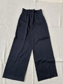 ネイビー ワイドパンツ ゴムウエスト 古着