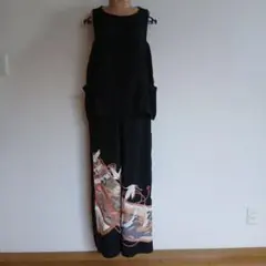 ハンドメイド 着物リメイク セットアップ 鶴柄