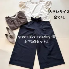 大きいサイズパンツセットアップ 3点コーデ売り きれいめオフィスカジュアル 4L